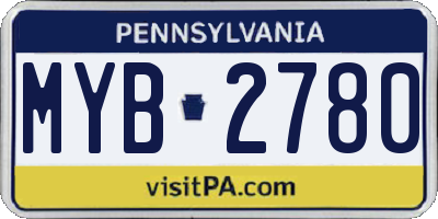 PA license plate MYB2780