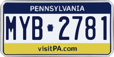 PA license plate MYB2781