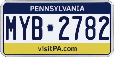 PA license plate MYB2782