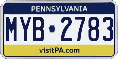 PA license plate MYB2783