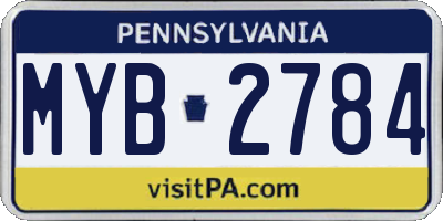 PA license plate MYB2784