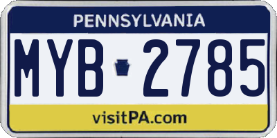PA license plate MYB2785