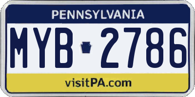 PA license plate MYB2786