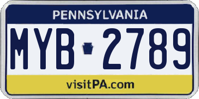 PA license plate MYB2789