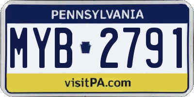 PA license plate MYB2791