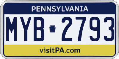 PA license plate MYB2793