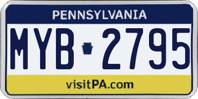 PA license plate MYB2795