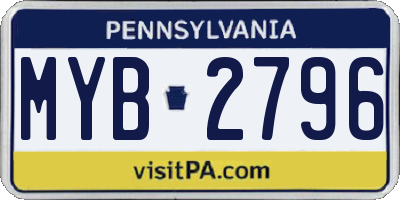 PA license plate MYB2796