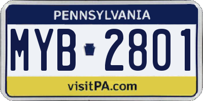 PA license plate MYB2801