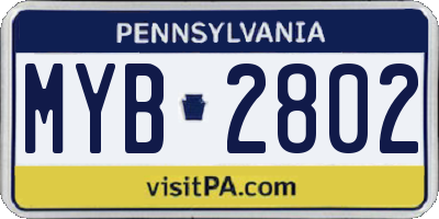 PA license plate MYB2802