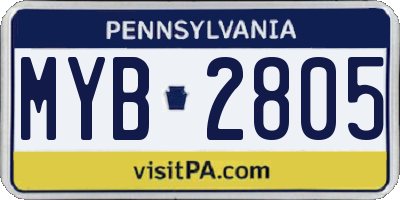 PA license plate MYB2805