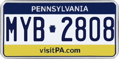 PA license plate MYB2808