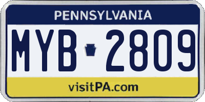 PA license plate MYB2809