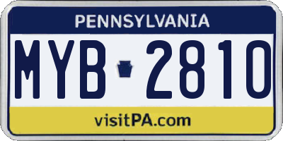 PA license plate MYB2810