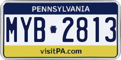 PA license plate MYB2813