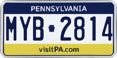 PA license plate MYB2814