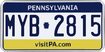 PA license plate MYB2815