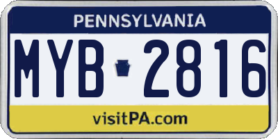 PA license plate MYB2816