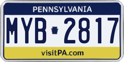PA license plate MYB2817