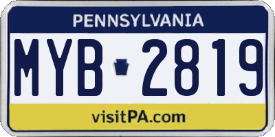 PA license plate MYB2819