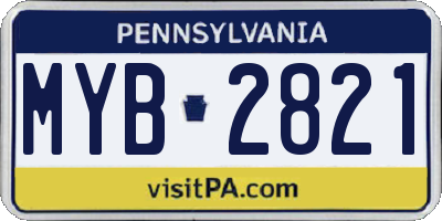 PA license plate MYB2821