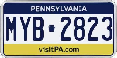 PA license plate MYB2823