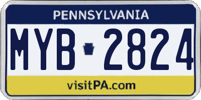 PA license plate MYB2824