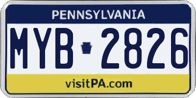 PA license plate MYB2826