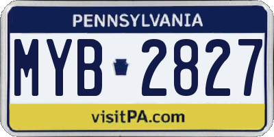 PA license plate MYB2827