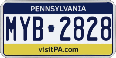 PA license plate MYB2828
