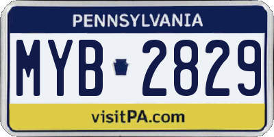 PA license plate MYB2829
