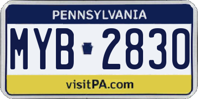 PA license plate MYB2830
