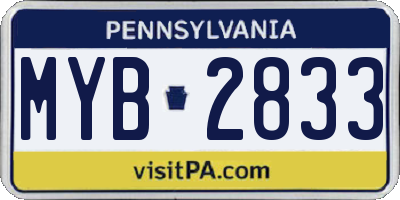PA license plate MYB2833