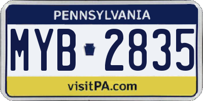 PA license plate MYB2835