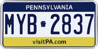 PA license plate MYB2837