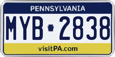 PA license plate MYB2838