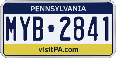 PA license plate MYB2841