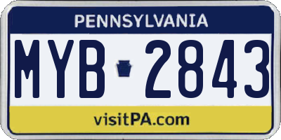 PA license plate MYB2843