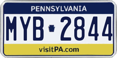 PA license plate MYB2844