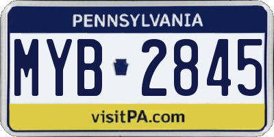 PA license plate MYB2845