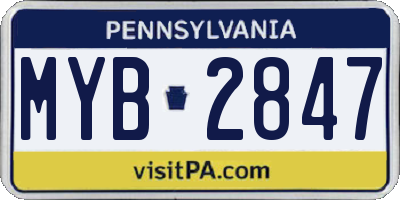 PA license plate MYB2847