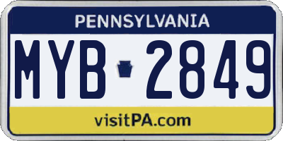 PA license plate MYB2849