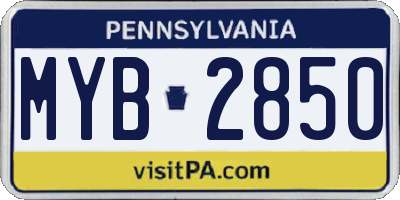PA license plate MYB2850