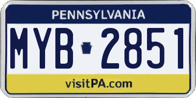 PA license plate MYB2851