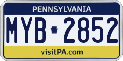PA license plate MYB2852