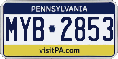 PA license plate MYB2853