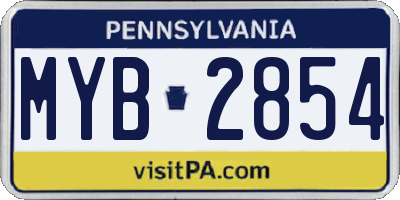 PA license plate MYB2854
