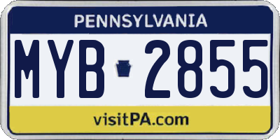 PA license plate MYB2855