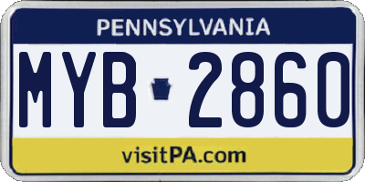 PA license plate MYB2860