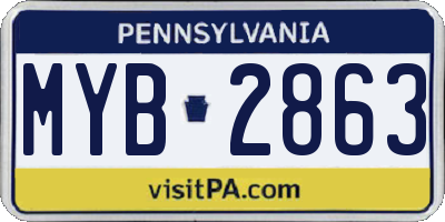 PA license plate MYB2863